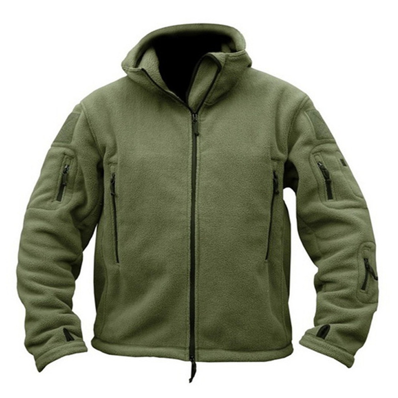 Mens Tactical Fleece Jacket Winter Warm Full Zip Military Hoodies MultiPockets Hiking Hunting Outdoor Coats 251014