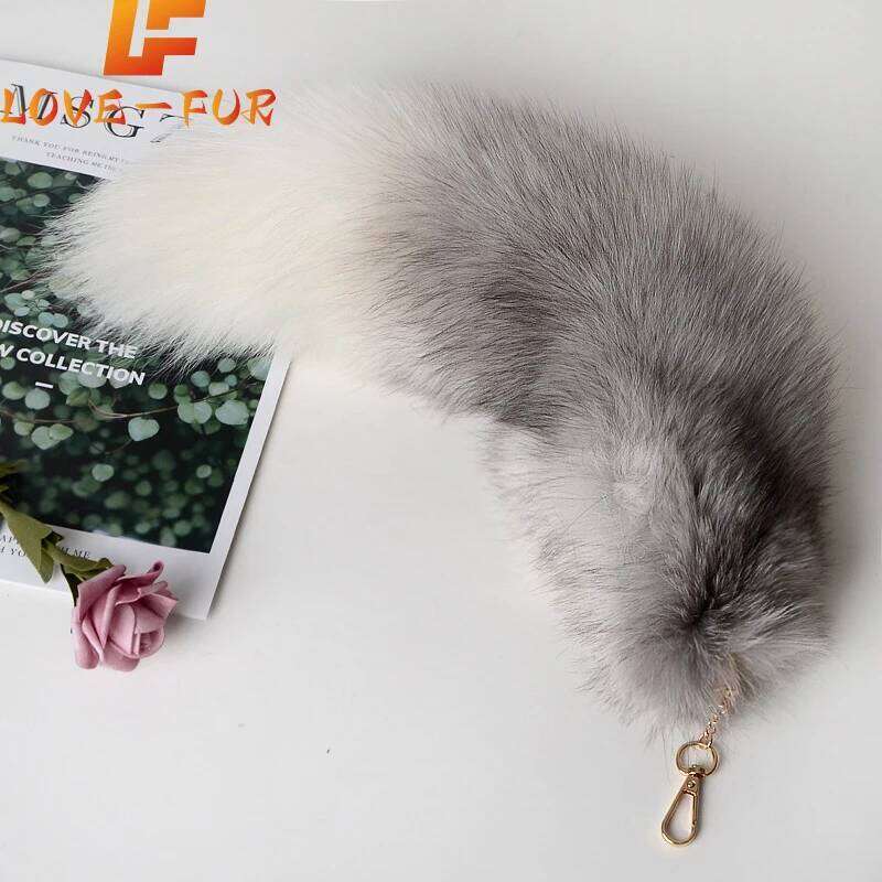 2024 New Fashion Keychain Wolf Tail Fur Tassel Bag Tag Black And Brown Pom Charm Keyring Holder Strap Chain Gifts XJ260106
