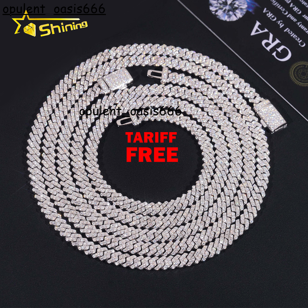 Hot Sale RTS Cuban Chain 5mm ONE ROW Moissanite Pass Diamond Tester 925 Silver Gold Plated Cuban Link Chain Fine Jewelry