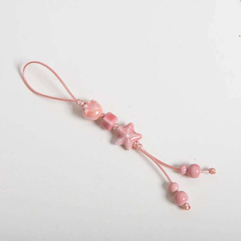 Handmade Purple Star Cat Claw Ceramic Charm Keychain Unique Bag Pendant Boho Gift S02-023 XJ260106