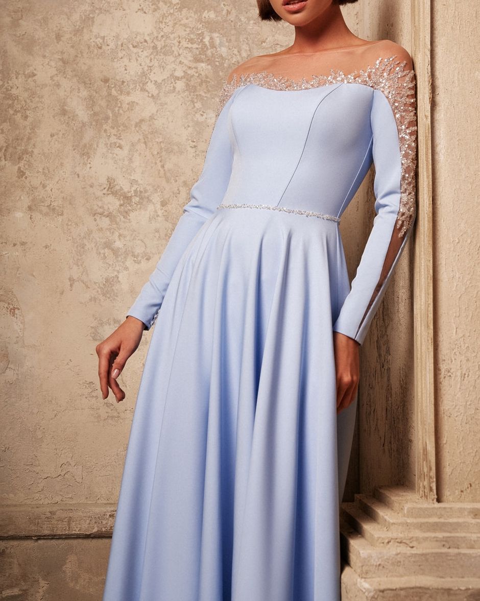 Elegant Satin Evening A Line Sequined Lace Long Sleeves Mother Of The Bride Dresses Plus Size Formal Birthday Party Celebration Ball Gowns J06 B0312