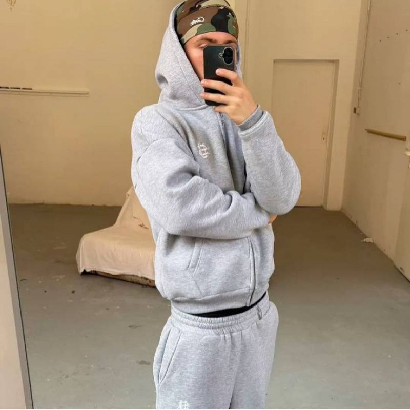 Free Shipping 2026 Hip Hop Style Zipper Tracksuit, New Men/Women Loose Fit Sport Set, Urban Street Fashion Two-Piece - view 7