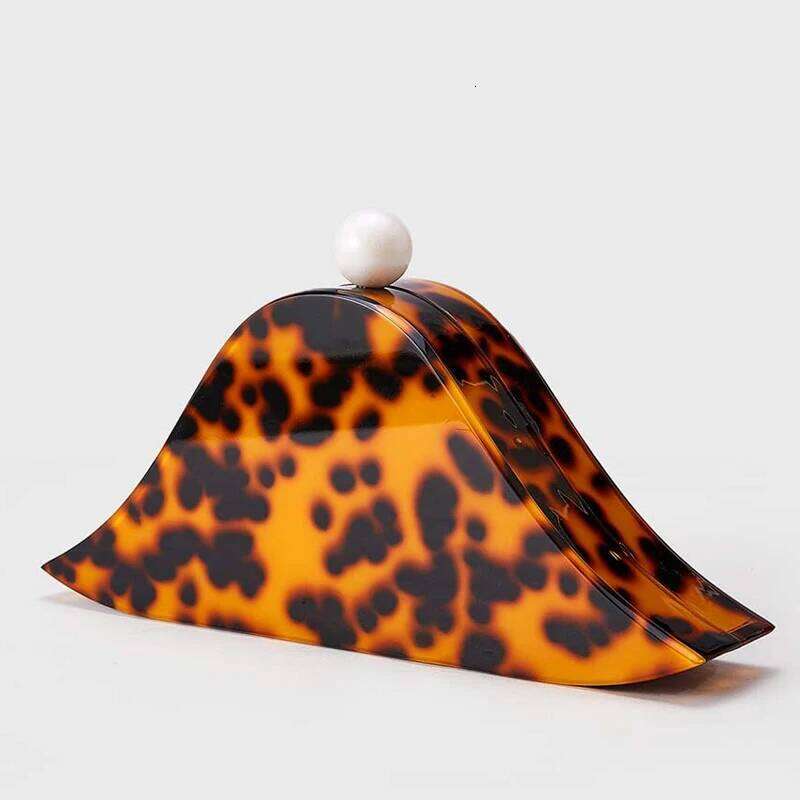 Teardrop Shape Clutch Box Evening Bags For Women Luxury Handbag Purses 2026 New In Acrylic Leopard Print Chain Shoulder Andralyn