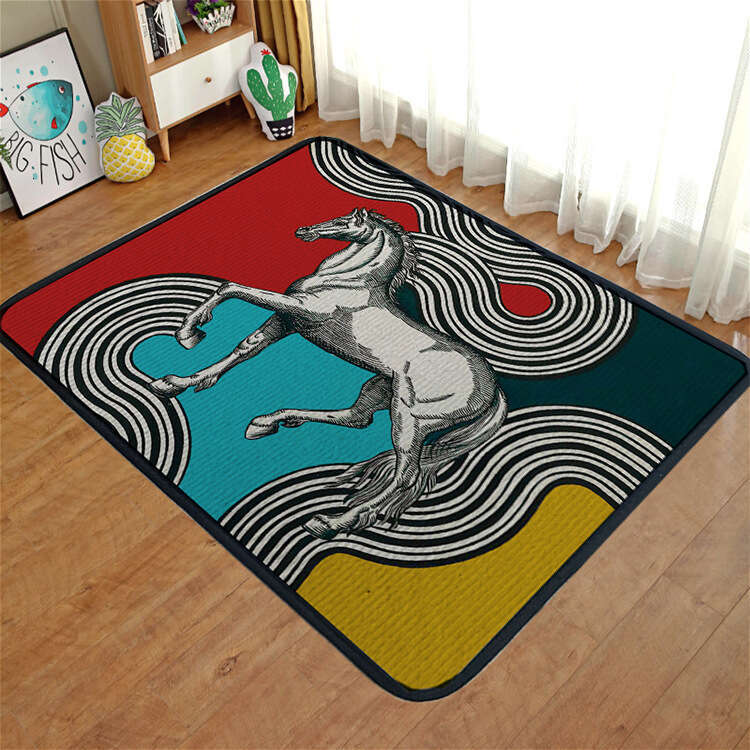 Carpet Equator Jungle Horse Pattern Doormat Living Room Sofa Bedroom Bedside Rug Floor Entrance Door Mat