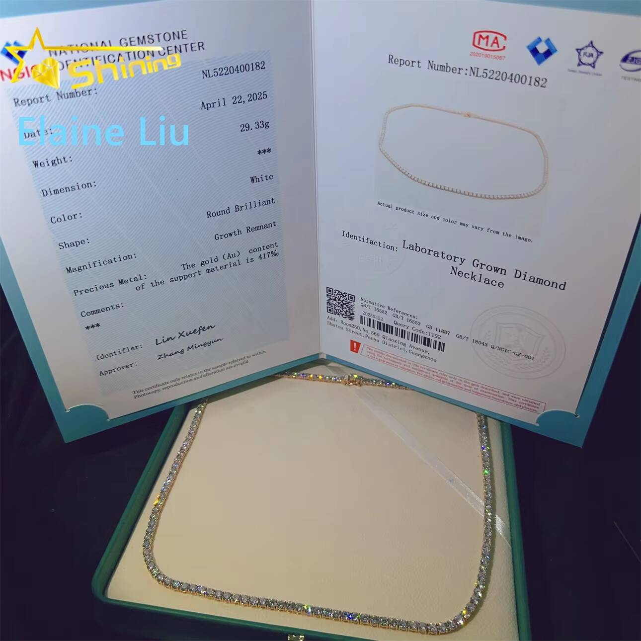 3mm Custom Luxury 10K Real Solid Gold Hip Hop Necklace Lab Grown Diamond-hpht Tennis Chain