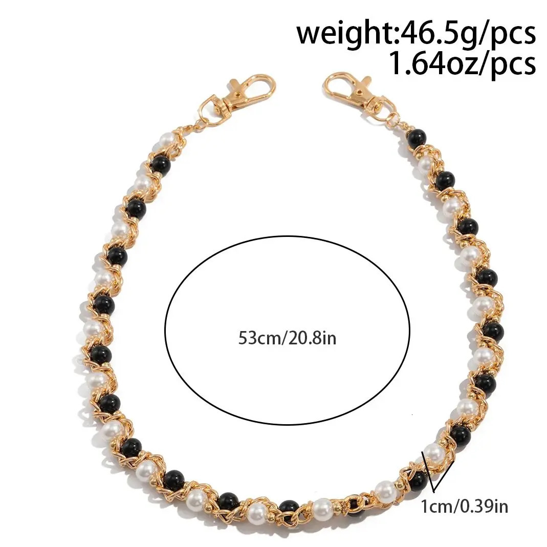 Salircon Punk Pearl Trousers Hipster Pant Jeans Keychain Ring Clip Men Metal Handmade Beaded Waist Chain Jewelry Gifts 260104