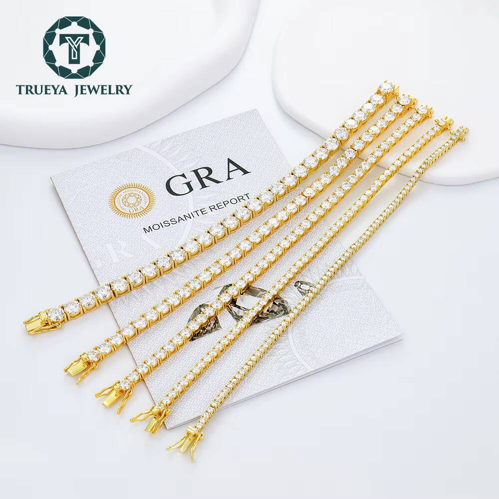 High Quality Fine Jewelry 18k Gold Plated 925 Silver 2-6mm Mens Iced Out Vvs Mossanite Moissanite Diamond Tennis Chain Bracelet