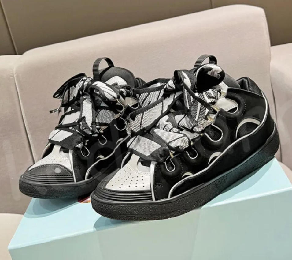 2026 Black Trainers Casual Shoes Designer Shoes Leather Curb White Beige Pink Grey Blue Dark Green Light Graffiti Men Women Sneakers
