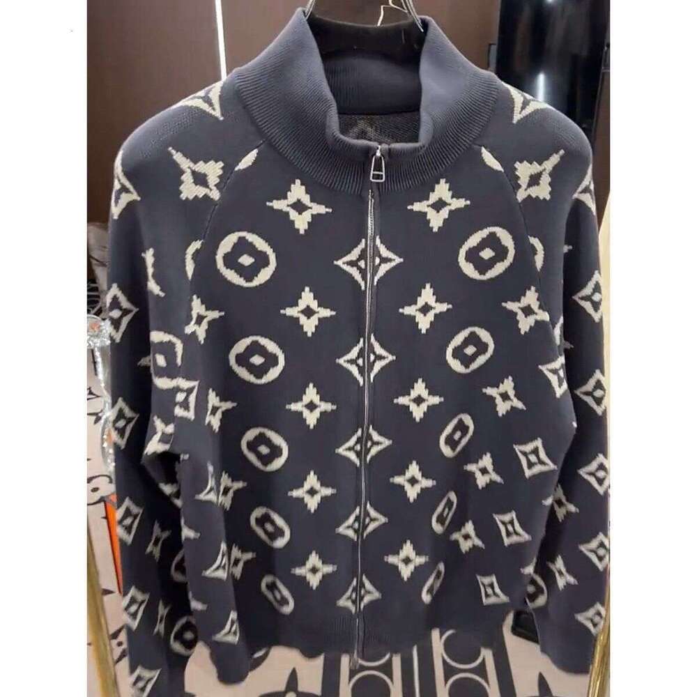 2025 Autumn Winter New Fashion Versatile Men's Knitted Jacket Heavy Jacquard Half Turtleneck Cardigan Zipper Sweater Trendy