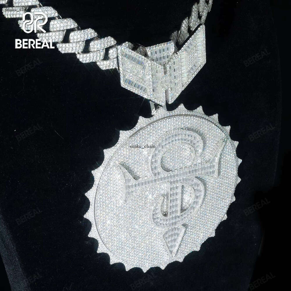 Long Stick Bread Cutting Vvs Silicon Stone Iced Exquisite Platinum Sterling Sier 3D Pendant Fine Men's Jewelry