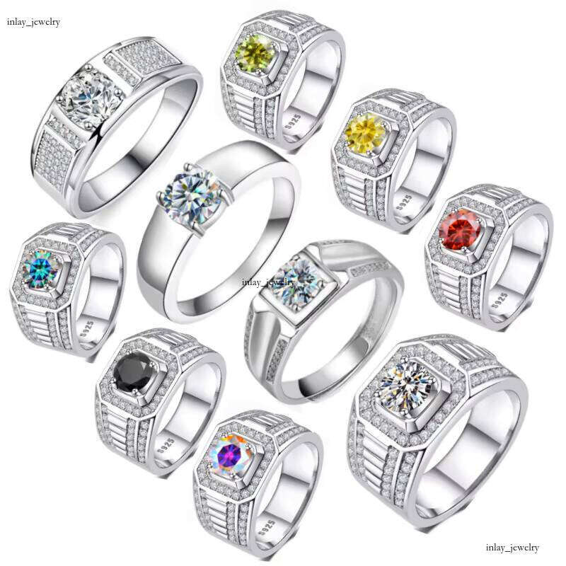 Custom 925 Sterling Silver Rhodium Plated Gra 0.5 VVS1 Diamond Engagement Ring Men's Wedding Jewelry