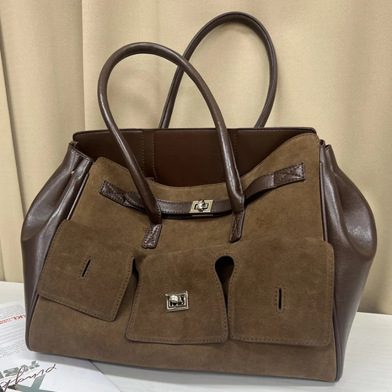 Large Capacity Tote Bag Fashion Handbag Buckle n Shoulder Casual Clutch Versatile Travel 260104
