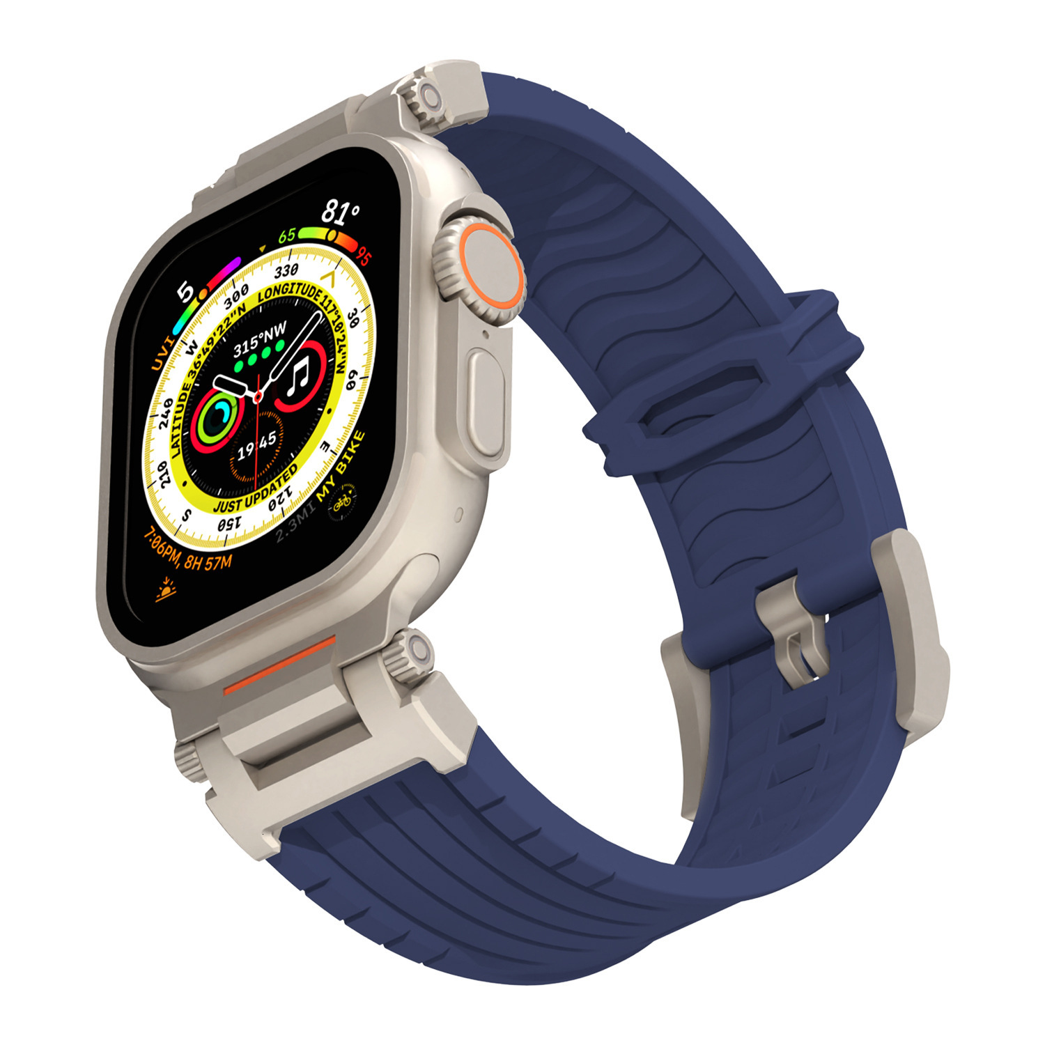 Hot-Selling Mecha Stripe Silicone Strap Compatible with Apple Watch Ultra Explorer