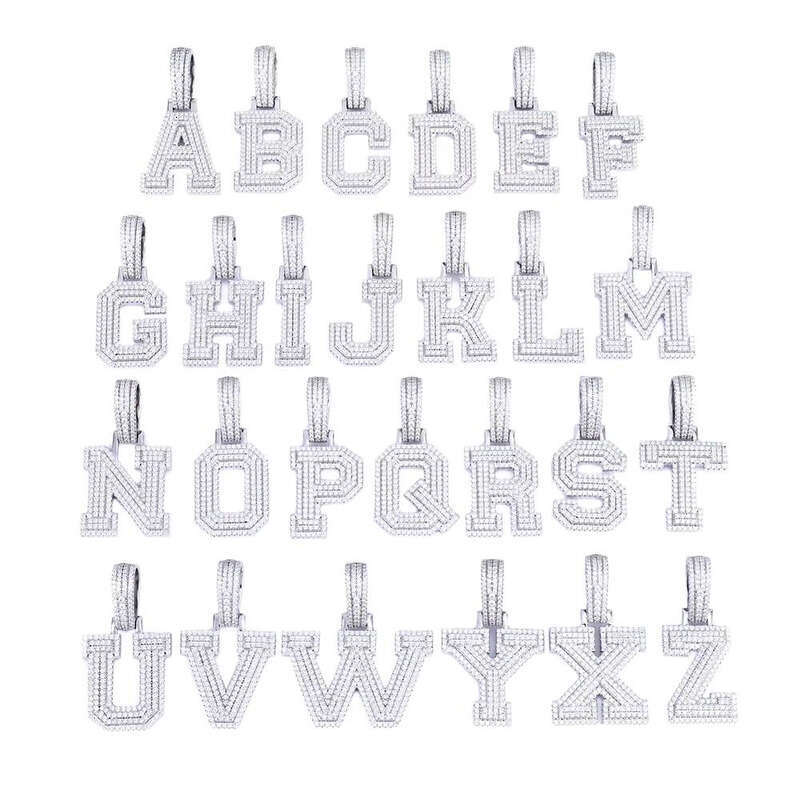 925 Silver VVS Moissanite 26 Letters a to Z Pendant Hip Hop Jewelry