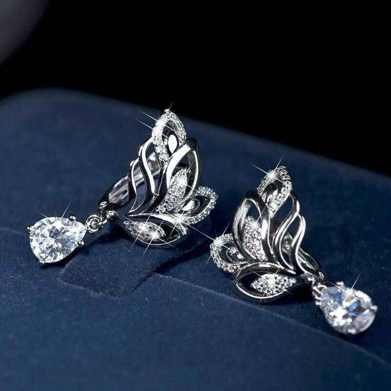 Dangle Earrings for Women Sparkling Cubic Zirconia Wedding Engagement Luxury Trendy Fancy Jewelry