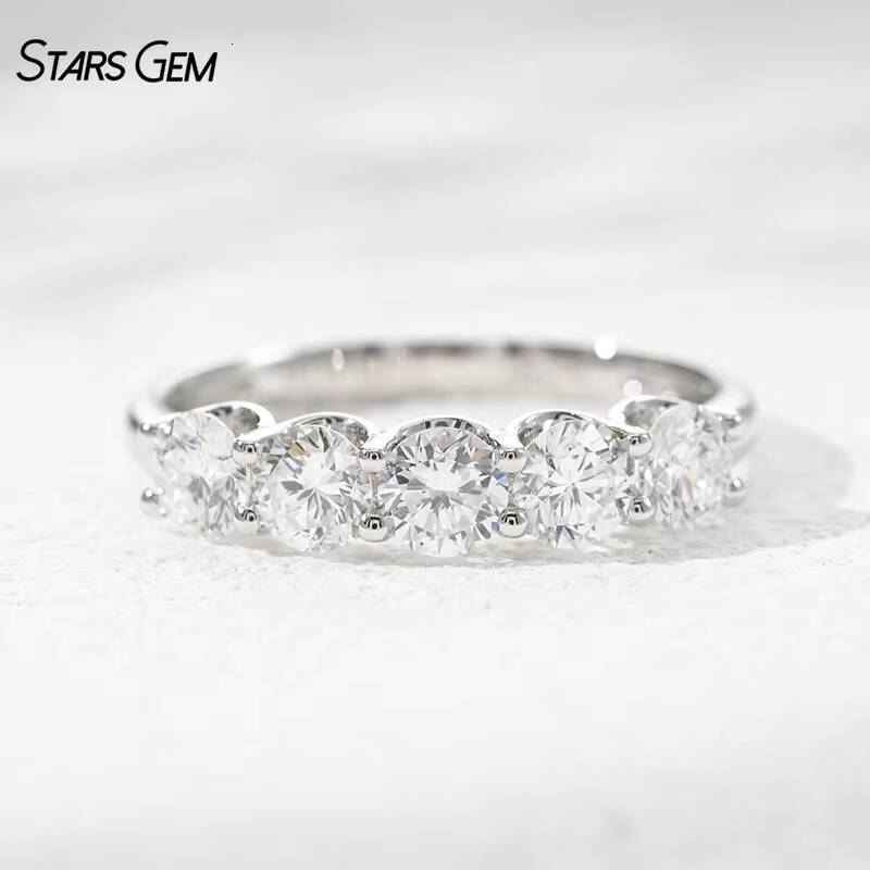 Starsgem Shining Five-Stone Lab Grown Diamond Classic Ring 142ct Brilliant Cut DEF VS 18K Solid Gold 23g Unisex Anniversary
