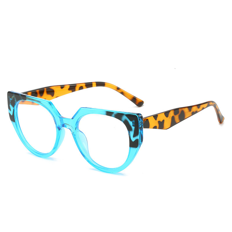 TR90 Lightweight Blue Light European and American Style Ins Patchwork Color Blocking Retro Cat Eye Large Frame Non-Prescription Glasses