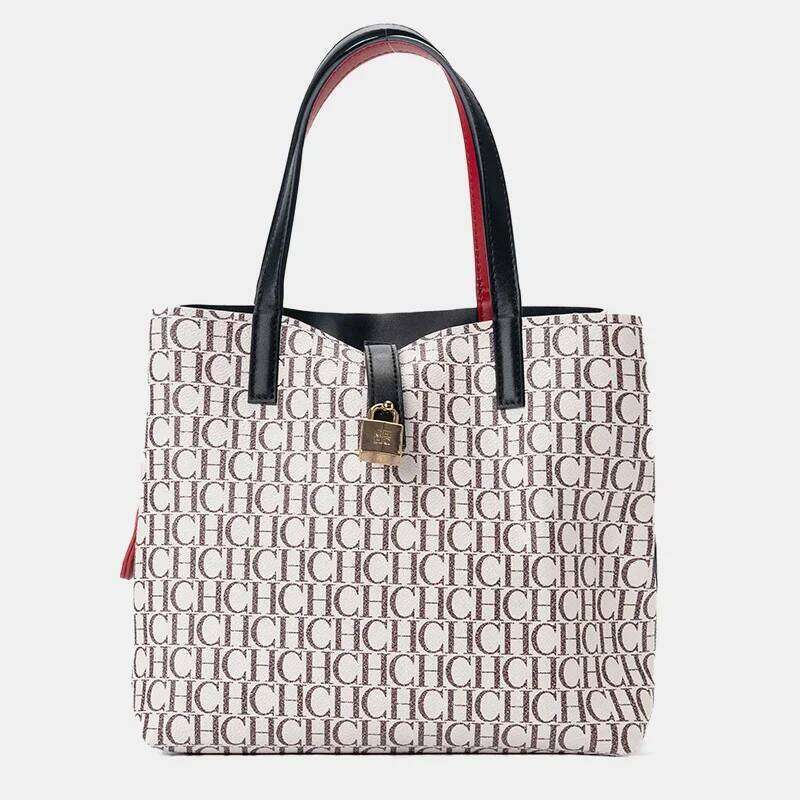 CH Shoulder With Lock Creative Design Fashion Trend Commuter Crossbody Elegant Large Capacity Letter Bag LEMON KOKO