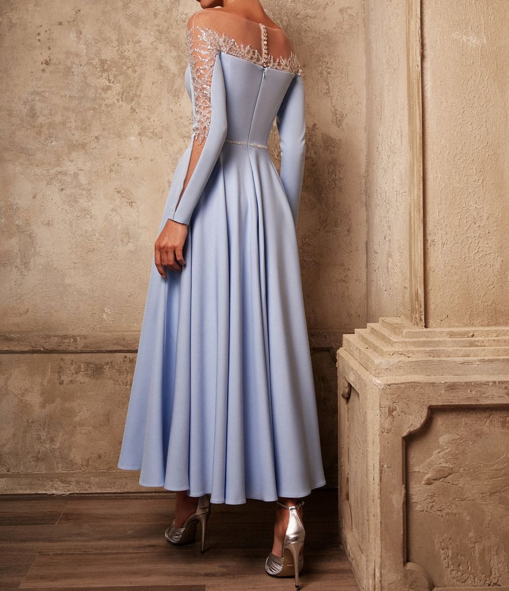 Elegant Satin Evening A Line Sequined Lace Long Sleeves Mother Of The Bride Dresses Plus Size Formal Birthday Party Celebration Ball Gowns J06 B0312