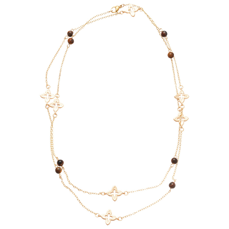 Inlaid Diamond Tiger Eye Stone Cross Pearl Necklace Design Sweater Light Luxury High-end Neck Chain for Women - view 9