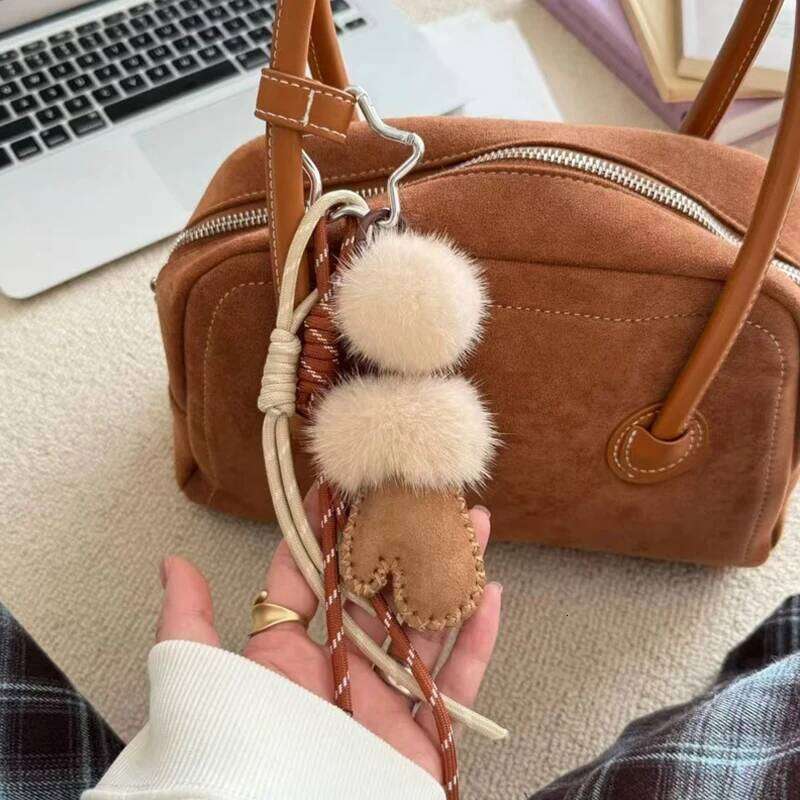 New Keychain Women Fashion Accessories Mobile Phone Bag Pendant Mitten Girls Key Ring XJ260106