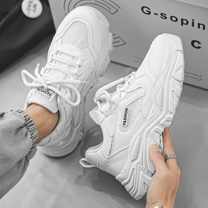 Ddmytiger New Summer Breathable Mesh Casual White Height Increasing Men S Running Thick Sole Sports Dad Trend Shoes Outdoor Shoes