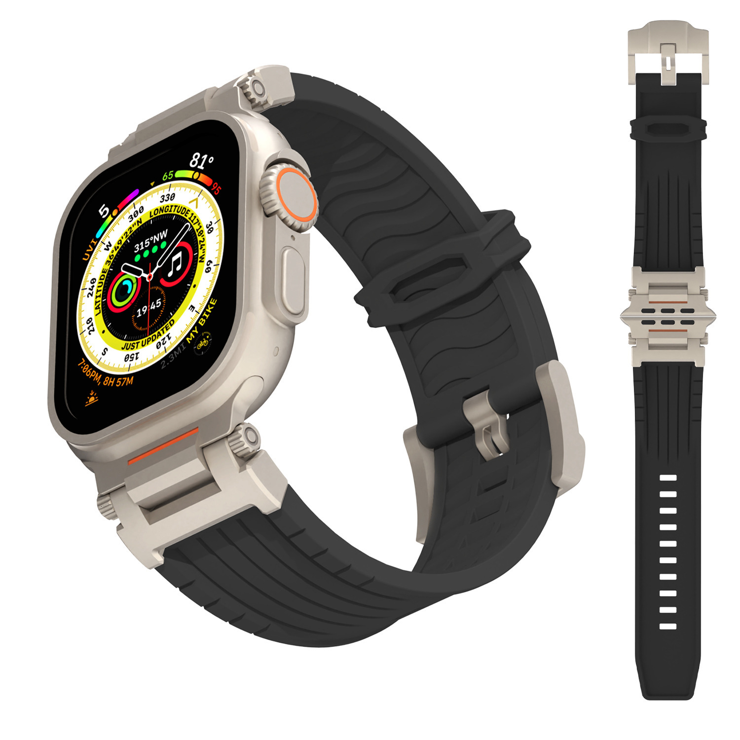 Hot-Selling Mecha Stripe Silicone Strap Compatible with Apple Watch Ultra Explorer