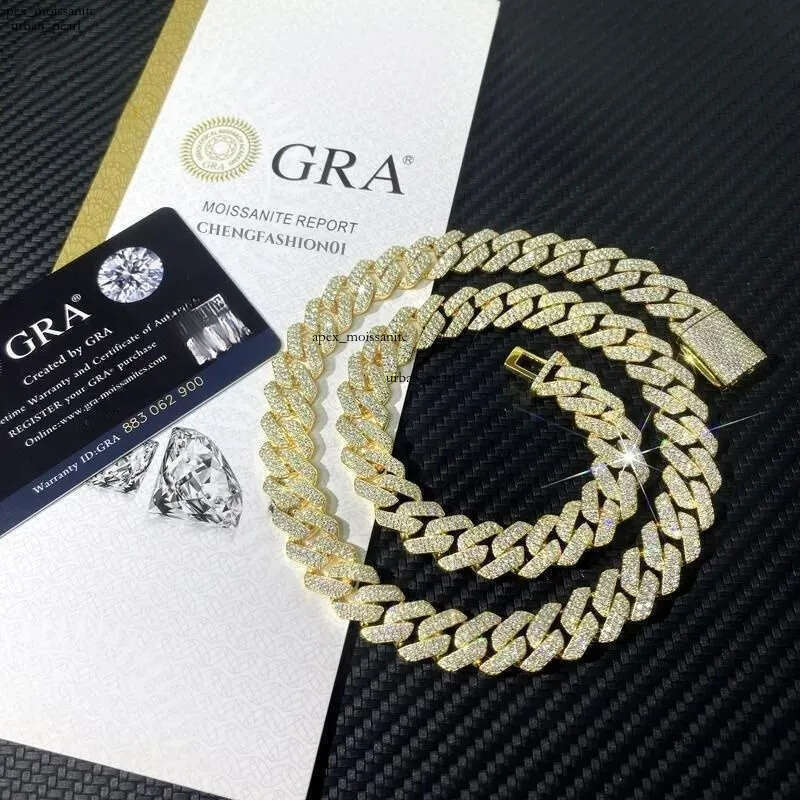 Customized Pendant Iced Out Vvs Moissanite Miami Cuban k Chain Men Necklace Hip Hop 20