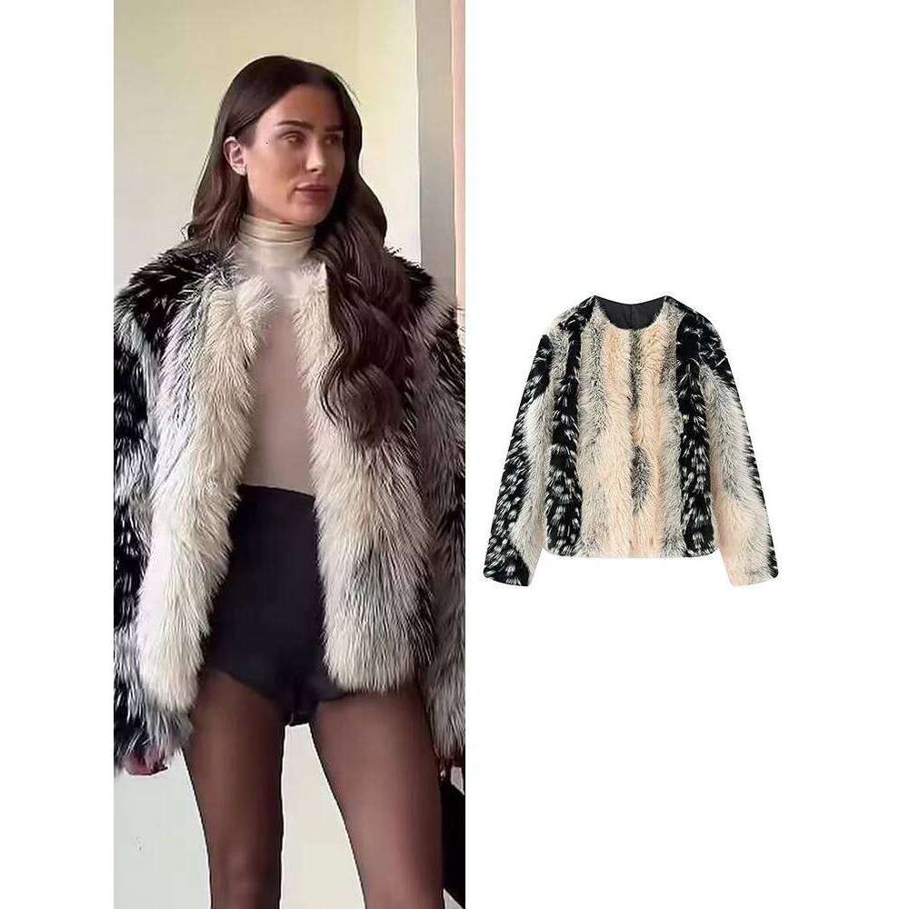 Woman Winter Faux Fur Coat New Casual Elegant Long Sleeves Streetwear Thick Warm Short Jacket With Pockets