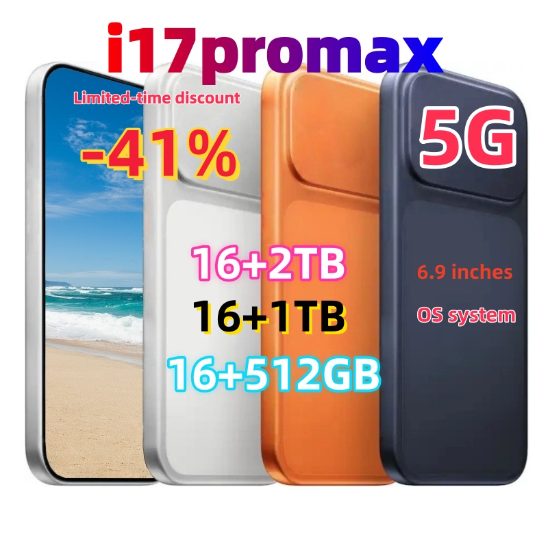 i17 Pro Max 5G smartphone 2TB 1TB memory 6.9-inch smart phone smartphone face recognition Android 15 phone USB-C gift full HD display gift Green label sealed box