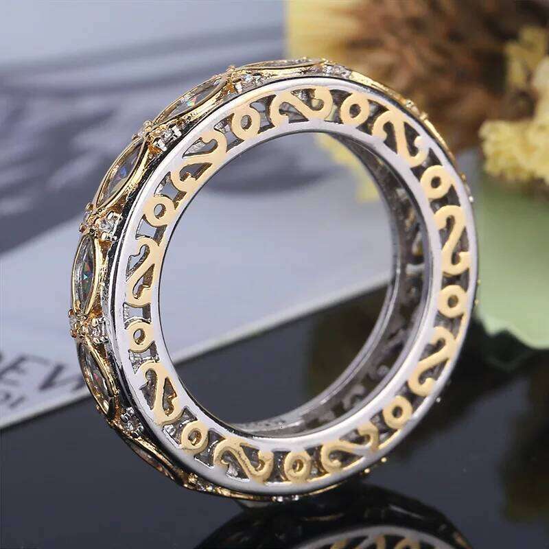 Sterling silver Jewelry Band gold filled ring Clear Zircon Cz Engagement Wedding Rings For Women Valentine's Day Gift