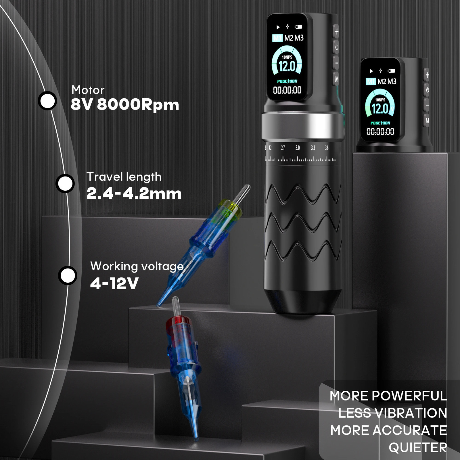 POSEIDON Adjustable Stroke Tattoo Machine Wirless Tattoo Pen With Powerful Custom Motor For Professional Tattoo Artist 260105
