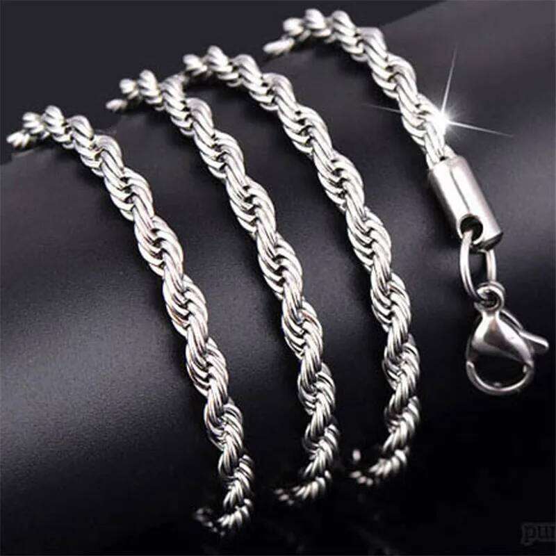 16/18/20/22/24 Inch 4mm Twisted Rope Chain Necklace For Women Man Fashion Wedding Charm Jewelry