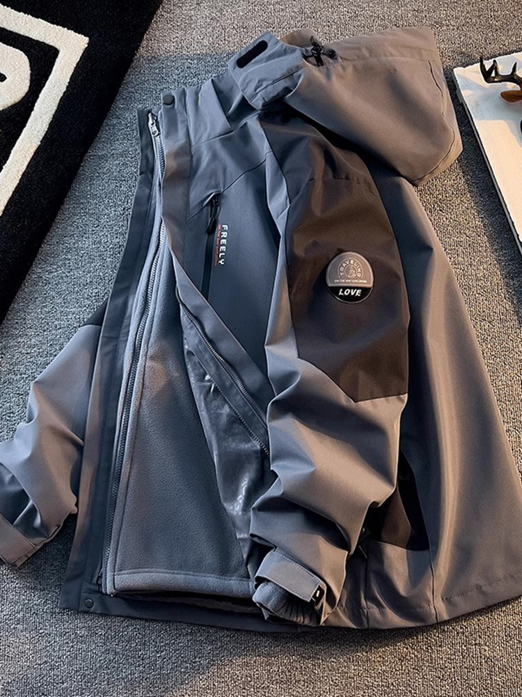 Free Shipping 2026 Men's 3-in-1 Detachable Winter Jacket, Fleece-Lined Thickened Windbreaker, American Style Waterproof Outdoor Coat