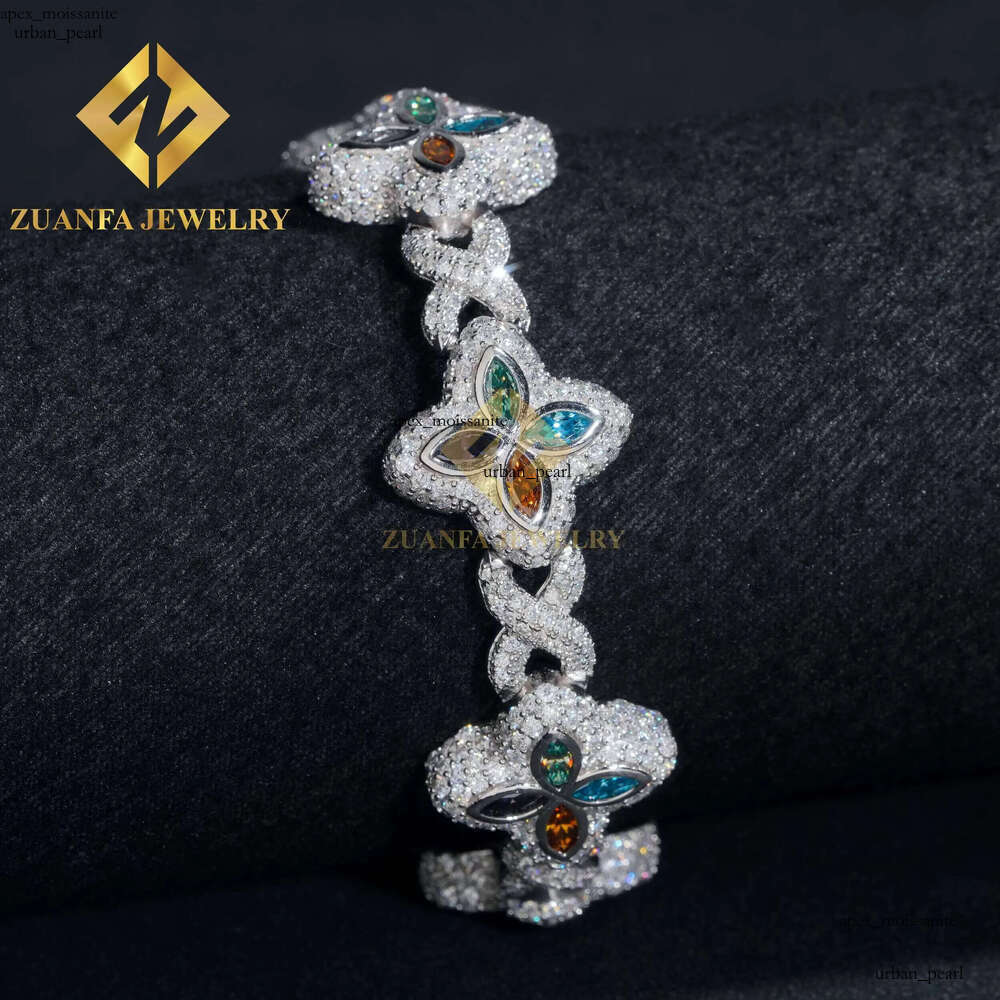 Fine Jewelry Luxury Flower New Fashion Clover Bracelets Sterling Silver 925 Gold Plated Moissanite Cuban Chains 5e