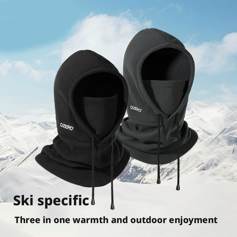 Fashion Face Masks 3-in-1 Hooded Ski Balaclava - Windproof Fleece Face Mask with Drawstring, Warm Neck Gaiter for Snowboarding, Cold Weather Outdoor S