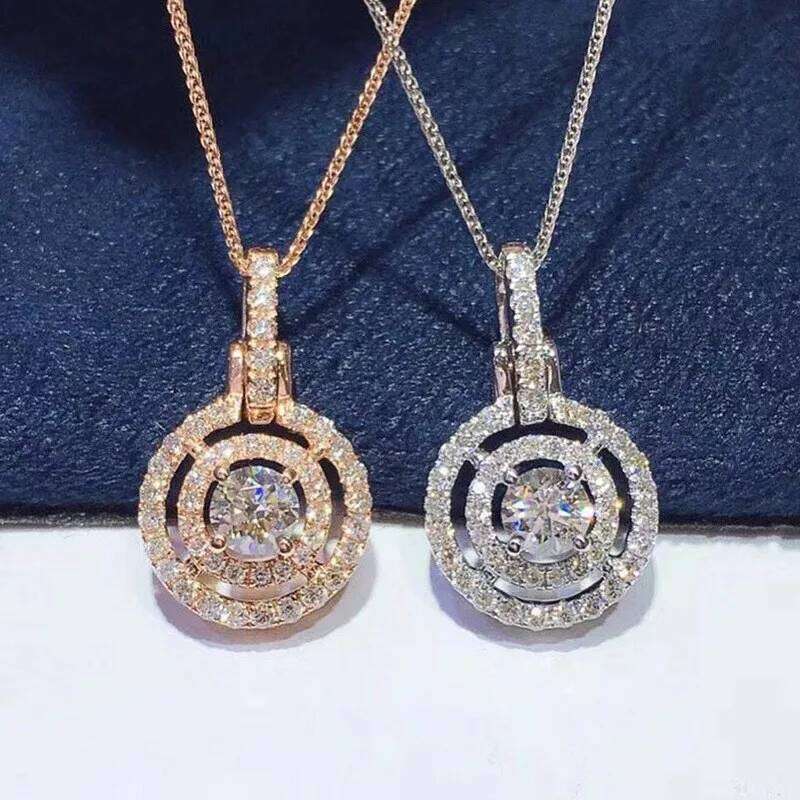 Cubic Zircon Pendant for Women Round Shaped Fashion Versatile Female Necklace Jewelry Gifts