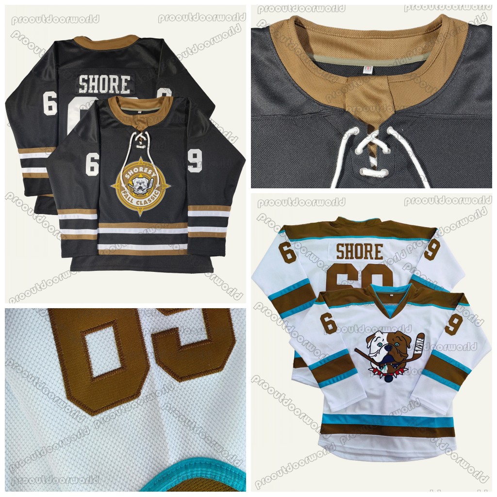 Vintage Sudbury Shore 69 Hockey Jeresy-White Blue Sweater V-Neck, Polyester, Machine Washable,Stitched Name & Number - Casual & Sports Wear