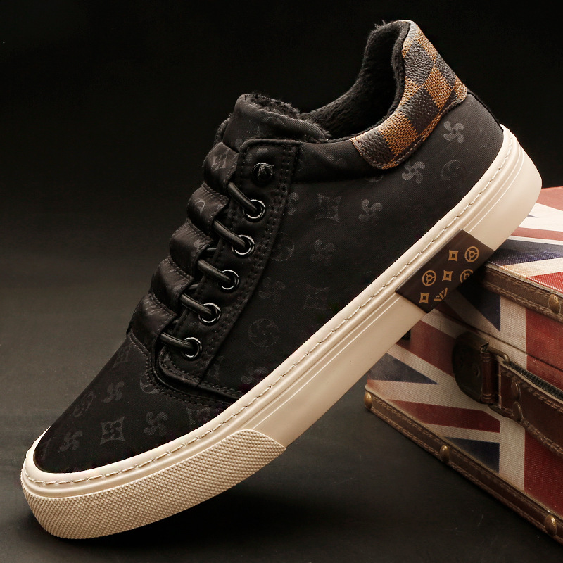 Free shipping Fashionable minimalist men's plush warm sneakers thickened winter canvas shoes cotton shoes Sneakers new