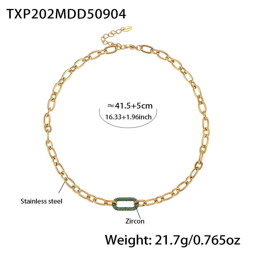 Seattle Titanium Jewelry Stainless Steel Micro Inlaid Zircon Collarbone Necklace Bracelet European And American Simple Exquisite Set In Stock