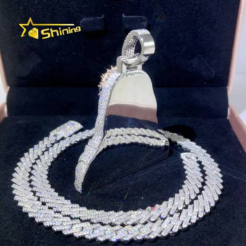 3 Tall Buss Down Rapper Jewelry Sterling Silver White Gold Iced Out Jesus Moissanite Pendant Enamel