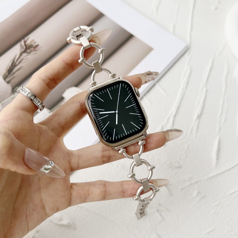 Starlight Color Metal Compatible with Apple iWatch 9 Watch Band S8 Niche SE10