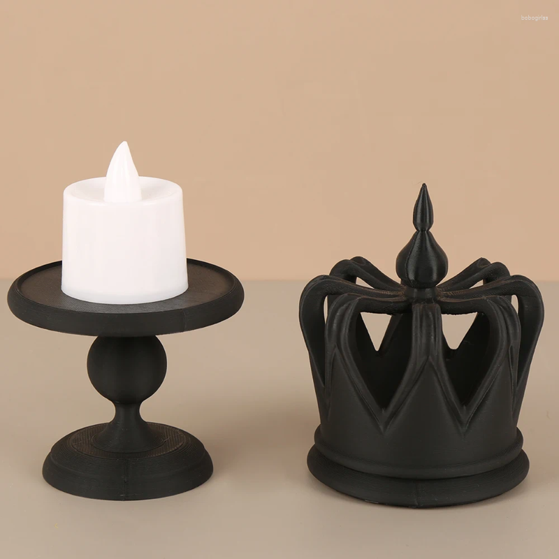 Candle Holders Cross-border Crown-shaped Candlestick Detachable Black Decorative Holder For European Home Table Atmosphere Decoration Sc H260310