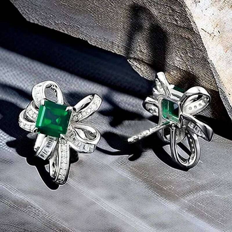 Stud Earrings Luxury Female Personality Accessories with Bright Cubic Zirconia Jewelry for Wedding