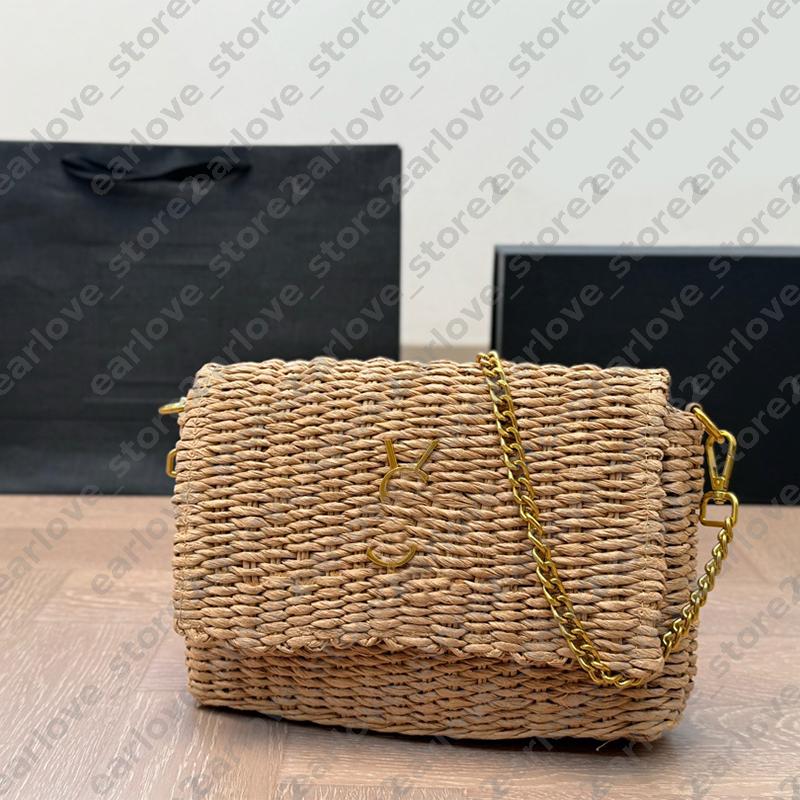 Designer Bag Summer Straw Woven Handbag Raffia Woven Camera Bag Designer Inspired Beach Bags With Metal Letter Decoration Vacation Clutch Bags DLD2601061