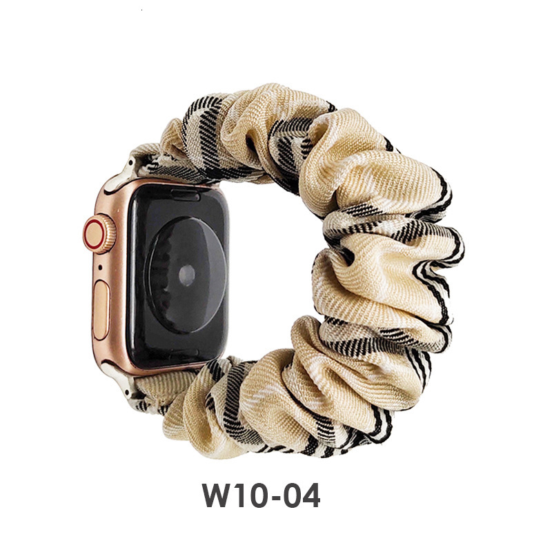 Compatible with iWatch Cross-border Striped Plaid Fresh Elastic Single Loop Scrunchie Apple Watch Band