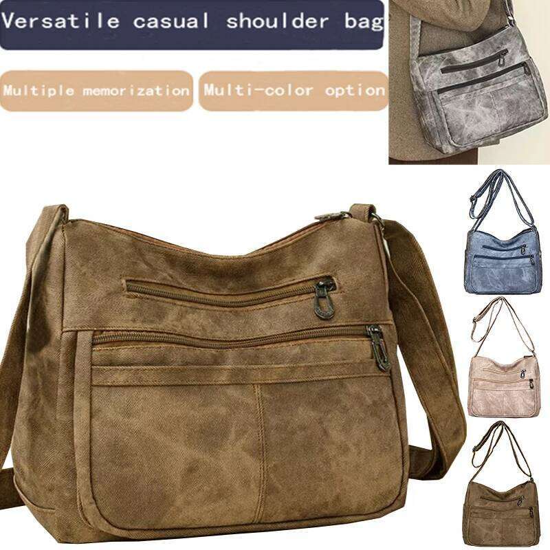 Multi-Color Vintage Textured Crossbody Bag, Versatile Casual, Multi-Compartment, Daily Outings, Stylish & Practical