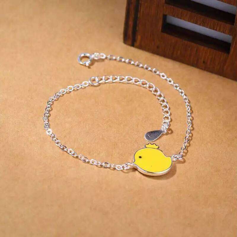 Sam Panda 925 Sterling Silver Yellow Chick Bracelet For Women Cute Versatile Minimalist Niche Fashion Jewelry Gift Dropshipping