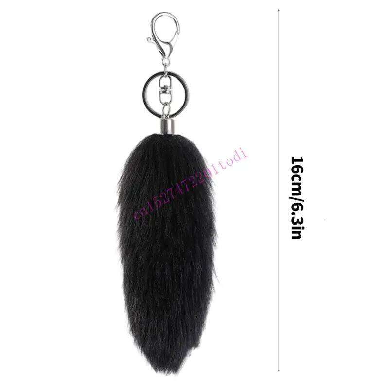 M76B Handmade Faux Animal Tail Key Holder Stylish Bag Decoration Backpack Ornament XJ260106