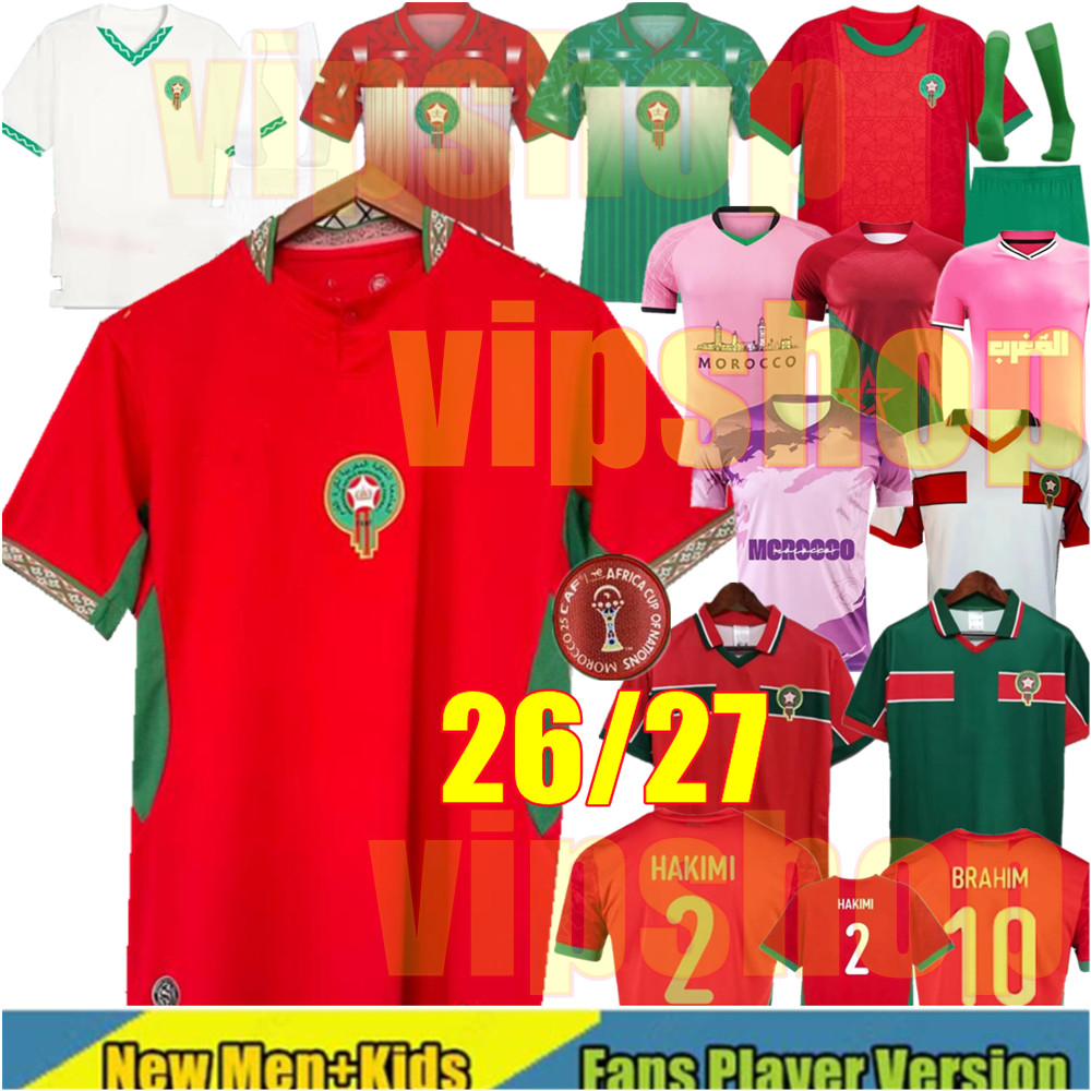 25 26 27 Morocco soccer jerseys HAKIMI BRAHIM ZIYECH SAIBARI EL KAABI SAiSS 2025 2026 Football T Shirt Uniform Sweatshirt Tops home away retro 1998 Morocco man kids kit